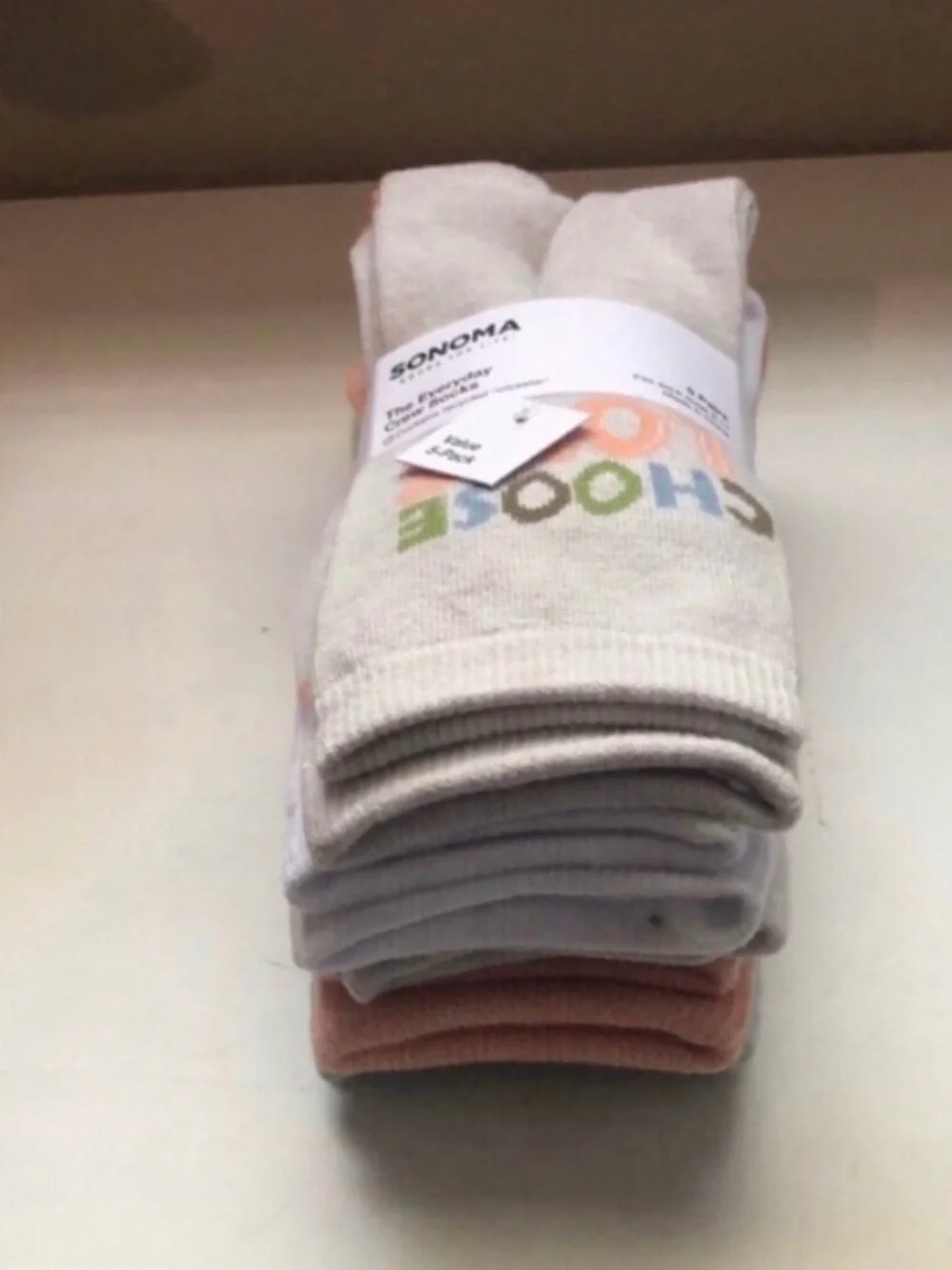 New Sonoma Socks Women's 5 Pair Choose Love Pastel Pattern Casual Active Crew